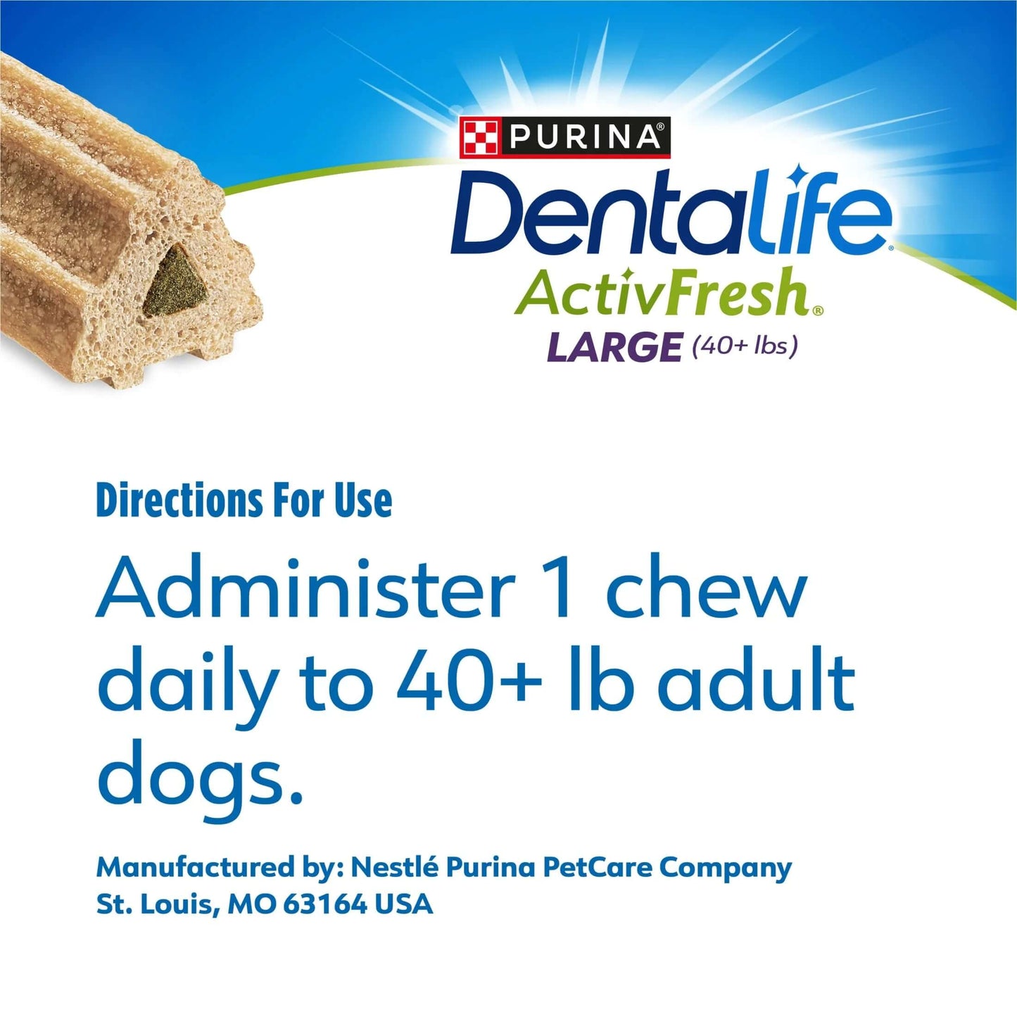 Purina Activfresh Chicken Flavor Large Breed Adult Dog Dental Chews – 24.1 Oz Pouch (21 Ct)
