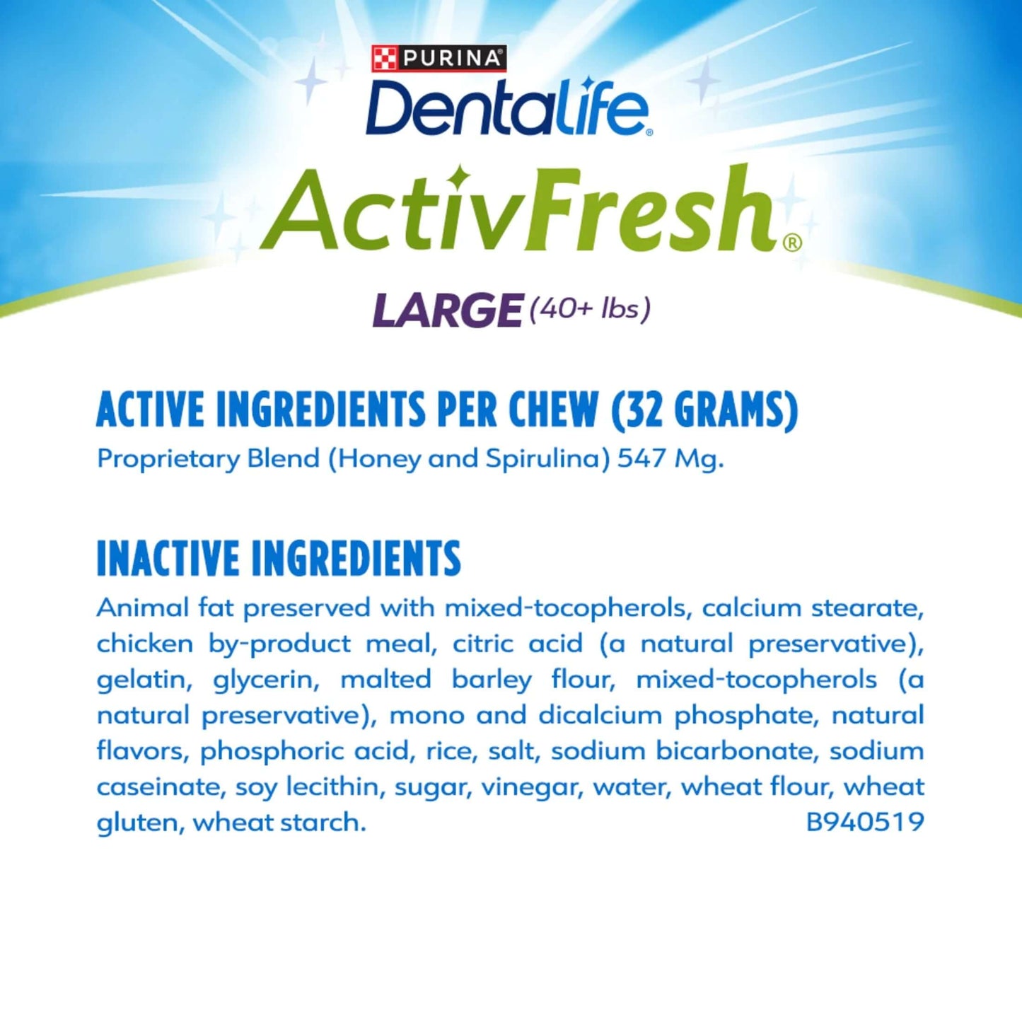 Purina Activfresh Chicken Flavor Large Breed Adult Dog Dental Chews – 24.1 Oz Pouch (21 Ct)