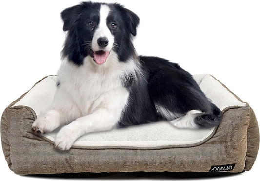 Durable Square Dog Bed - Machine Washable, Comfortable for Medium Dogs