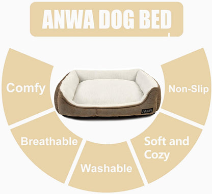 Durable Square Dog Bed - Machine Washable, Comfortable for Medium Dogs