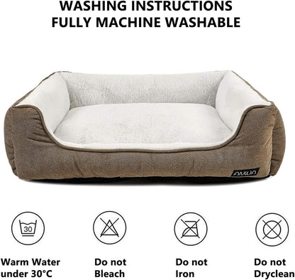 Durable Square Dog Bed - Machine Washable, Comfortable for Medium Dogs